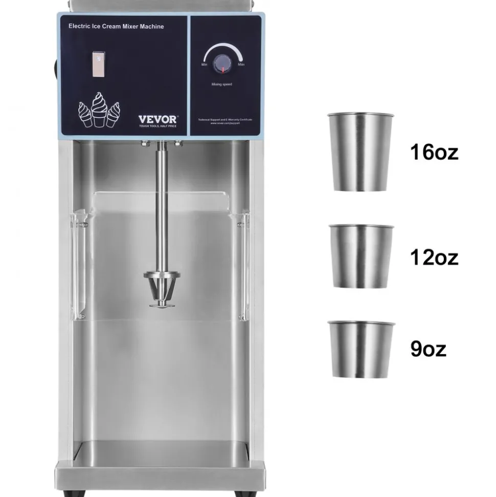 VEVOR Ice Cream Blender, 400W High-Speed Ice Cream Maker Mixer Stir Machine 4200RPM, Stepless Speed Adjustment, 304 Stainless Steel Ice Cream Shaker, 3 Hand Cups, Make Various Flavors of Ice Cream