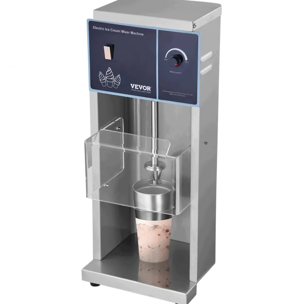 VEVOR Ice Cream Blender, 400W High-Speed Ice Cream Maker Mixer Stir Machine 4200RPM, Stepless Speed Adjustment, 304 Stainless Steel Ice Cream Shaker, 3 Hand Cups, Make Various Flavors of Ice Cream