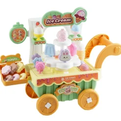 VEVOR Ice Cream Cart for Kids, 27 PCS Accessories, Pretend Play Store with Storage Trolley with Pretend Money, Sound & Light Effects, Montessori Educational Ice Cream Truck Toys for Toddlers 3+