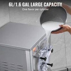VEVOR Ice Cream Maker for Commercial Use, Produces 18 Liters per Hour, 1780W, Offers Single Flavor, Equipped with Wheels, 6L Stainless Cylinder, LED Display, Automatic Cleaning & Pre-cooling Functi