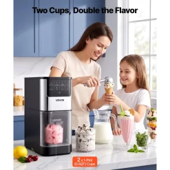 VEVOR Ice Cream Maker, 7-in-1 Frozen Treat Maker for Gelato, Sorbet, Milkshake, Frozen Yogurt & Lite Ice Cream, Homemade Ice-Cream Machine with One-Touch Mix-in + Respin for Smooth, Creamy Texture