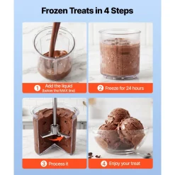 VEVOR Ice Cream Maker, 7-in-1 Frozen Treat Maker for Gelato, Sorbet, Milkshake, Frozen Yogurt & Lite Ice Cream, Homemade Ice-Cream Machine with One-Touch Mix-in + Respin for Smooth, Creamy Texture