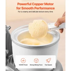 VEVOR Ice Cream Maker, 1.8 Qt. Capacity, 6-Speed Electric Stand Mixer, with LED Digital Display & Timer, Mixing Paddle, Dough Hook, Splash Guard, for Homemade Frozen Yogurt Fruit Sorbet Gelato, Grey