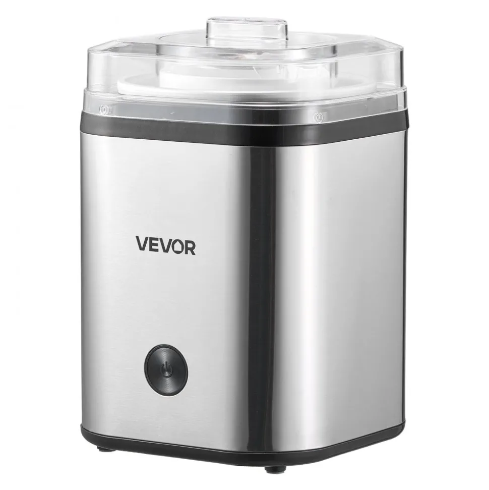 VEVOR Ice Cream Maker, 2.11 Qt. Large Capacity, Electric Automatic Ice-Cream Machine, with Easy Operation & Cleaning, Stainless Steel Shell, for Homemade Frozen Yogurt, Fruit Sorbet, Gelato, Silver