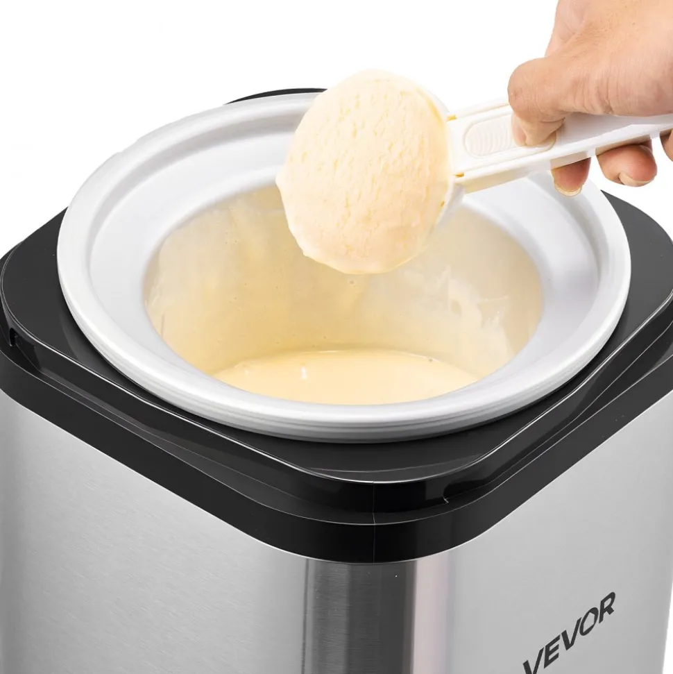 VEVOR Ice Cream Maker, 2.11 Qt. Large Capacity, Electric Automatic Ice-Cream Machine, with Easy Operation & Cleaning, Stainless Steel Shell, for Homemade Frozen Yogurt, Fruit Sorbet, Gelato, Silver