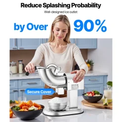 VEVOR Ice Crusher Machine, 440lbs Per Hour Electric 4 Blades Snow Cone Maker, All Stainless Steel Shaved Ice Machine with Bowl and Cover, 350W 1400RPM Ice-Shaver for Home and Commercial Use, Silver