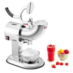 VEVOR Ice Crusher Machine, 440lbs Per Hour Electric 4 Blades Snow Cone Maker, All Stainless Steel Shaved Ice Machine with Bowl and Cover, 350W 1400RPM Ice-Shaver for Home and Commercial Use, Silver