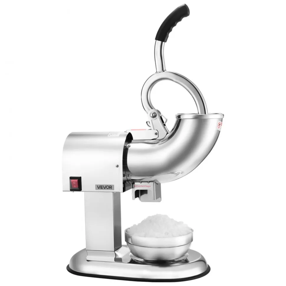 VEVOR Ice Crusher Machine, 440lbs Per Hour Electric 4 Blades Snow Cone Maker, All Stainless Steel Shaved Ice Machine with Bowl and Cover, 350W 1400RPM Ice-Shaver for Home and Commercial Use, Silver