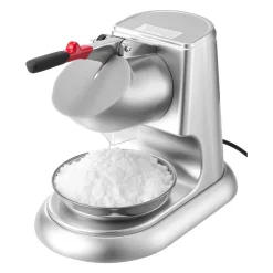 VEVOR Ice Crusher Machine, 220lbs Per Hour Electric 4 Blades Snow Cone Maker, Stainless Steel Shaved Ice Machine with Bowl and Cover, 300W 2000RPM Ice-Shaver for Home and Commercial Use, Silver