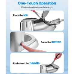 VEVOR Ice Crusher Machine, 220lbs Per Hour Electric 4 Blades Snow Cone Maker, Stainless Steel Shaved Ice Machine with Bowl and Cover, 300W 2000RPM Ice-Shaver for Home and Commercial Use, Silver