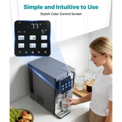 VEVOR Ice Maker Water Filter Dispenser, 4-in-1 Countertop Ice Making Machine with Room Temperature, Hot & Cold Water, 6-Stage RO Filter + Mineralization Filter, Multi-Functional for Home Office Party