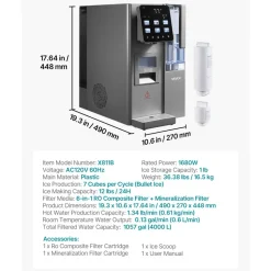 VEVOR Ice Maker Water Filter Dispenser, 4-in-1 Countertop Ice Making Machine with Room Temperature, Hot & Cold Water, 6-Stage RO Filter + Mineralization Filter, Multi-Functional for Home Office Party