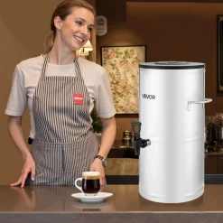 VEVOR Ice Tea Dispenser, 4 Gal/15L 304 Stainless Steel Beverage Dispenser with Spigot & Handle, Suitable for Hot and Cold Drinks, for Iced Tea Coffee Water in Cafes & Restaurants