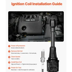 VEVOR Ignition Coil Pack and Spark Plugs, Set of 4, Compatible with Nissan Altima Versa Sentra Cube Rogue NV200 2.5L 2.0L 1.8L 1.6L L4, Replacement for 22448ED000 22448JA00A 22448JA00C 22448-JA00A