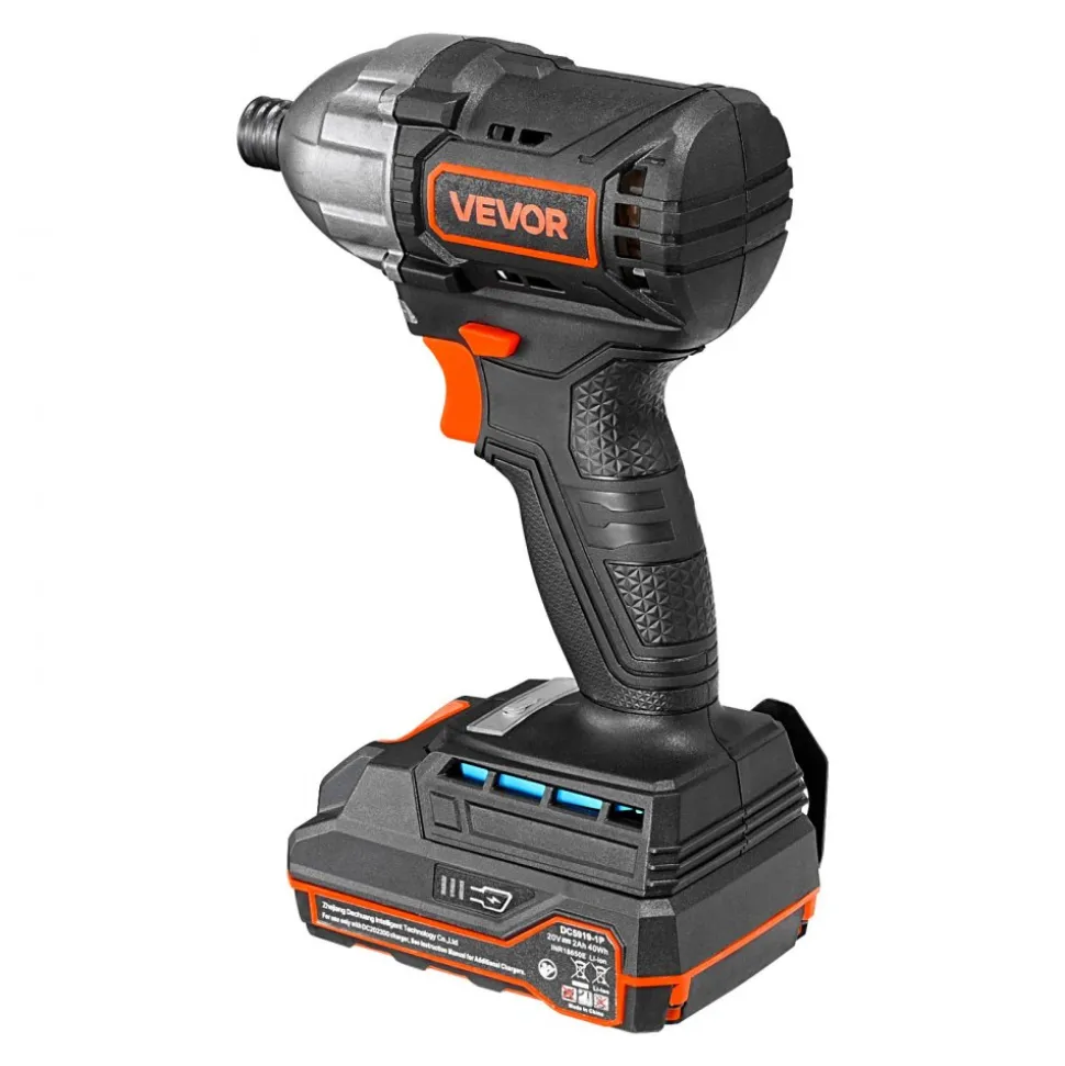 VEVOR Impact Driver, 1/4 Inch, 2800 RPM Max Speed, 20 V Brushless Motor, Electric Cordless Impact Driver Kit with Battery and Charger, 20 Bits, LED Work Light, for Furniture, Electrical, Home Repairs