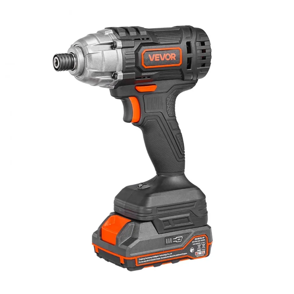 VEVOR Impact Driver, 1/4 Inch, 3000 RPM Max Speed, 12 V Brushless Motor, Electric Cordless Impact Driver Kit with Battery and Charger, 20 Bits, LED Work Light, for Furniture, Electrical, Home Repairs