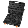 VEVOR Impact Socket Set, 3/8" Drive, 90-Piece Socket Set, 6 Point Sockets, SAE 1/4"-3/4" and Metric 6-19 mm, Easy to Identify, with Adapters, Sturdy Storage Case, Cr-Mo Alloy Steel for Vehicles Repair