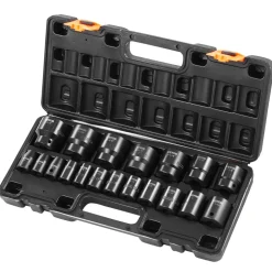 VEVOR Impact Socket Set 1/2 Inches 19 Piece Impact Sockets, Standard Socket Assortment, 1/2 Inches Drive Socket Set Impact Standard SAE (3/8 Inches to 1-1/2 Inches) 6-point Hex Sockets
