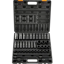 VEVOR Impact Socket Set 1/2 Inches 43 Piece Impact Sockets, Standard Socket Assortment, 1/2 Inches Drive Socket Set 6-Point Sockets Metric 9-30mm (Standard/Deep)