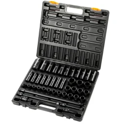 VEVOR Impact Socket Set 1/2 Inches 43 Piece Impact Sockets, Standard Socket Assortment, 1/2 Inches Drive Socket Set 6-Point Sockets Metric 9-30mm (Standard/Deep)