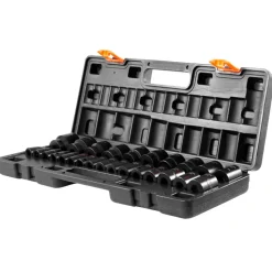 VEVOR Impact Socket Set 1/2 Inches 26 Piece Impact Sockets, Shallow Socket, 6-Point Sockets, Rugged Construction, CR-V, 1/2 Inches Drive Socket Set Impact Metric 10mm - 36mm, with a Storage Cage