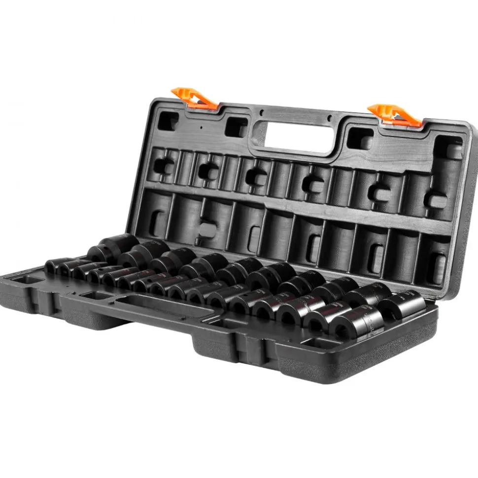 VEVOR Impact Socket Set 1/2 Inches 26 Piece Impact Sockets, Shallow Socket, 6-Point Sockets, Rugged Construction, CR-V, 1/2 Inches Drive Socket Set Impact Metric 10mm - 36mm, with a Storage Cage