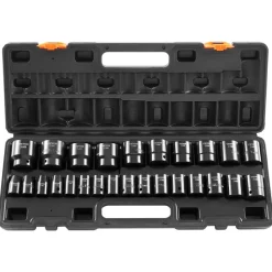 VEVOR Impact Socket Set 1/2 Inches 26 Piece Impact Sockets, Shallow Socket, 6-Point Sockets, Rugged Construction, CR-V, 1/2 Inches Drive Socket Set Impact Metric 10mm - 36mm, with a Storage Cage