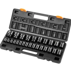 VEVOR Impact Socket Set 1/2 Inches 26 Piece Impact Sockets, Shallow Socket, 6-Point Sockets, Rugged Construction, CR-V, 1/2 Inches Drive Socket Set Impact Metric 10mm - 36mm, with a Storage Cage