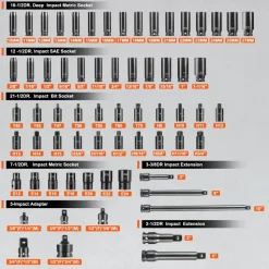 VEVOR Impact Socket Set 130 Piece 3/8
