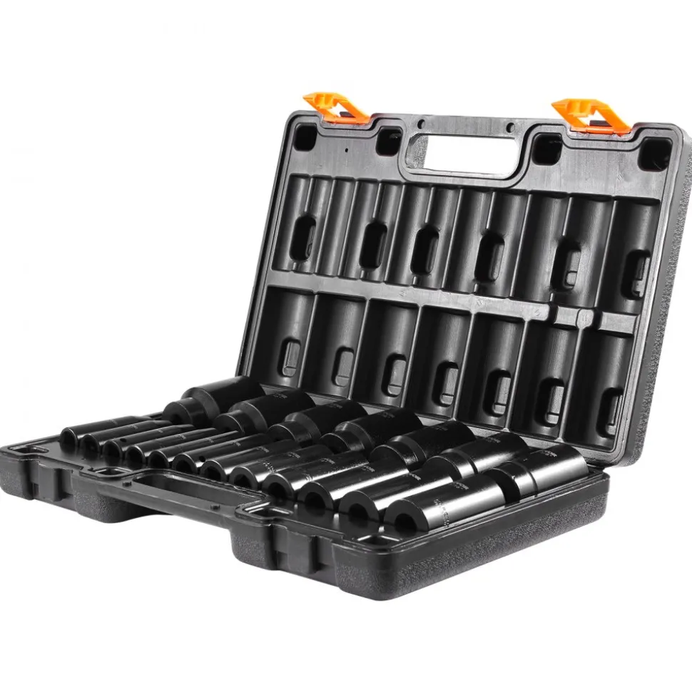 VEVOR Impact Socket Set, 1/2" 19 Piece Impact Sockets, Deep Socket, 6-Point Sockets, 1/2 Inches Drive Socket Set Impact 3/8 inch - 1-1/2 inch, Cr-V Rugged Construction, with a Storage Cage