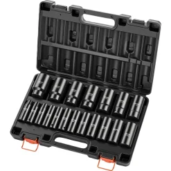 VEVOR Impact Socket Set, 1/2" 19 Piece Impact Sockets, Deep Socket, 6-Point Sockets, 1/2" Drive Set 3/8" to 1-1/2", Cr-V Rugged Construction, Easy to Identify, with a Sturdy Storage Case, for Vehicles