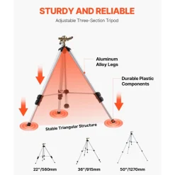 VEVOR Impact Sprinkler on Tripod Base, Heavy Duty Tripod Sprinklers with Brass Head & 3/4