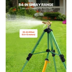 VEVOR Impact Sprinkler on Tripod Base, 2 Packs, Heavy Duty Tripod Sprinklers with Brass Head & 3/4"NH Connector, 360 Degree Large Area Irrigation Sprinkler, Adjustable Heights Sprinkler for Yard