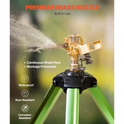 VEVOR Impact Sprinkler on Tripod Base, 2 Packs, Heavy Duty Tripod Sprinklers with Brass Head & 3/4