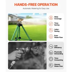 VEVOR Impact Sprinkler on Tripod Base, 2 Packs, Heavy Duty Tripod Sprinklers with Brass Head & 3/4