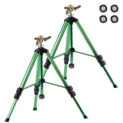 VEVOR Impact Sprinkler on Tripod Base, 2 Packs, Heavy Duty Tripod Sprinklers with Brass Head & 3/4