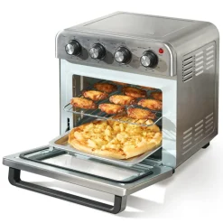 VEVOR 7-IN-1 Air Fryer Toaster Oven, 18L Convection Oven, 1700W Stainless Steel Toaster Ovens Countertop Combo with Grill, Pizza Pan, Gloves, 6 Slices Toast, 12-inch Pizza, Home and Commercial Use