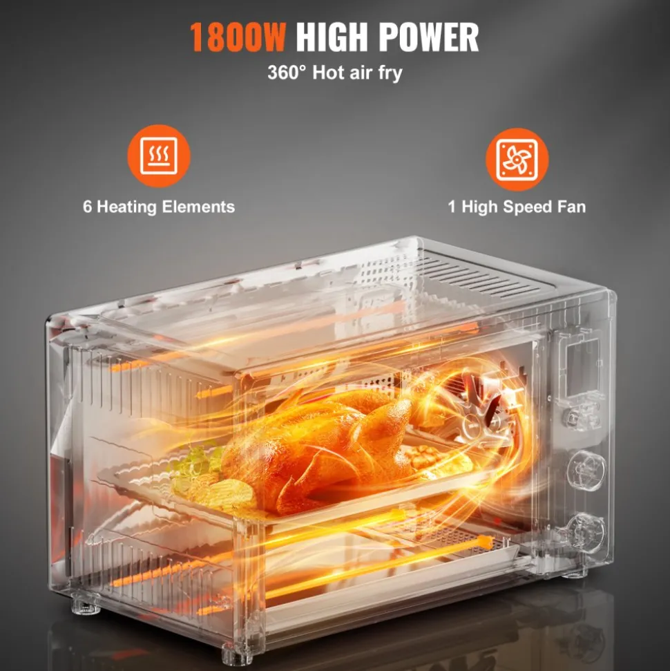 VEVOR 13-IN-1 Air Fryer Toaster Oven, 28L/29.6Qt Convection Oven, 1800W 2-Tier Toaster Ovens Countertop Combo with Wire Racks, Pizza Pan, Gloves, Home and Commercial Use