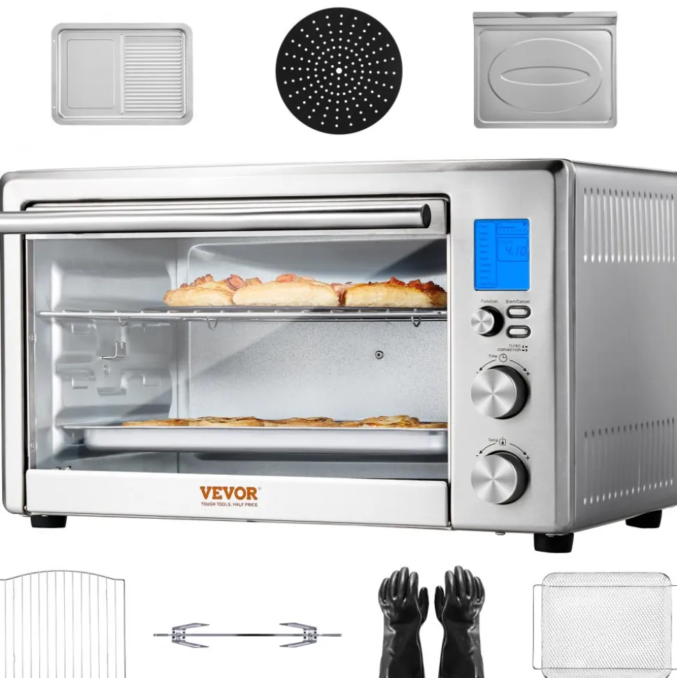 VEVOR 13-IN-1 Air Fryer Toaster Oven, 28L/29.6Qt Convection Oven, 1800W 2-Tier Toaster Ovens Countertop Combo with Wire Racks, Pizza Pan, Gloves, Home and Commercial Use