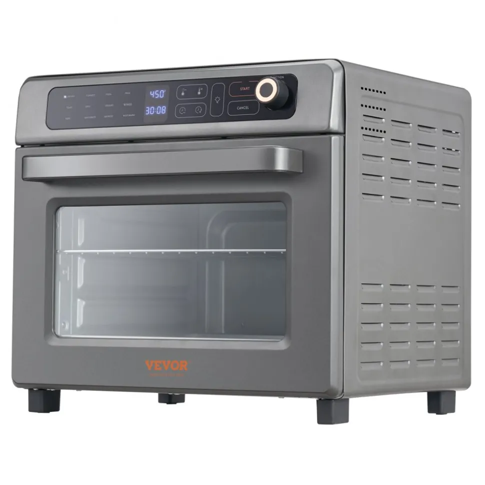 VEVOR 12-IN-1 Air Fryer Toaster Oven, 25L Convection Oven, 1700W Stainless Steel Toaster Ovens Countertop Combo with Grill, Pizza Pan, Gloves, 12 Slices Toast, 12-inch Pizza, Home and Commercial Use
