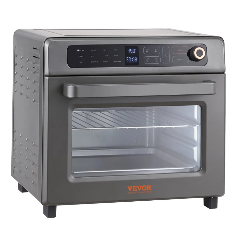 VEVOR 12-IN-1 Air Fryer Toaster Oven, 25L Convection Oven, 1700W Stainless Steel Toaster Ovens Countertop Combo with Grill, Pizza Pan, Gloves, 12 Slices Toast, 12-inch Pizza, Home and Commercial Use