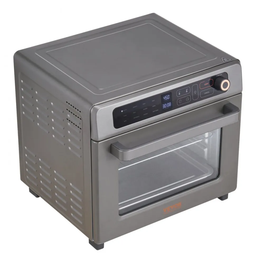 VEVOR 12-IN-1 Air Fryer Toaster Oven, 25L Convection Oven, 1700W Stainless Steel Toaster Ovens Countertop Combo with Grill, Pizza Pan, Gloves, 12 Slices Toast, 12-inch Pizza, Home and Commercial Use