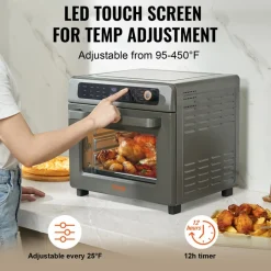 VEVOR 12-IN-1 Air Fryer Toaster Oven, 25L Convection Oven, 1700W Stainless Steel Toaster Ovens Countertop Combo with Grill, Pizza Pan, Gloves, 12 Slices Toast, 12-inch Pizza, Home and Commercial Use