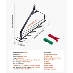 VEVOR 32 in Aquatic Weed Rake, 6.3 in Double Sided Lake Weed Rake, Lightweight  Pond Weeds Cutter with 30ft Rope, No Assembly Required, Muck Lilypad Clearing Tool for Pond, Lake, Rivulet