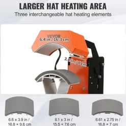 VEVOR 3-in-1 Auto Hat Heat Press with 3pcs Interchangeable Platens(6.6