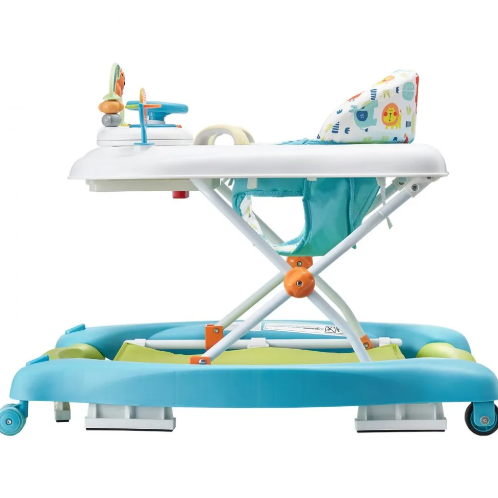 VEVOR 4-in-1 Baby Walker, Foldable Baby Activity Center on Wheels, 3 Adjustable Height, Music & Toys Tray, Learning-Seated | Walk-Behind | Rocker | Bouncer Toddler Walker for Girls Boys 6-24 Months