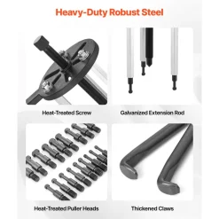 VEVOR 21-in-1 Bearing Puller Set, 21 PCS 3-Jaw Hook Puller for Internal External Bearings and Bearing Without Inner Shaft, Multifunctional Bearing Removal Tool with Heavy Duty Portable Storage Case