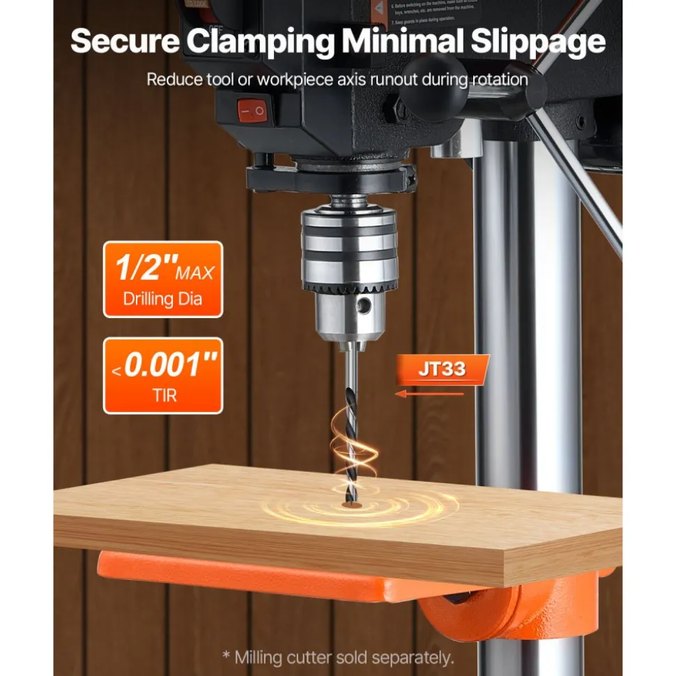 VEVOR 8 in Benchtop Drill Press, 2.5A Induction Motor, Tabletop Drilling Machine with 620 / 1140 / 1740 / 2340 / 3100 RPM Adjustable Speed, 0-45° Tilting Worktable, LED Work Light, for Wood Metal