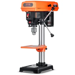 VEVOR 8 in Benchtop Drill Press, 2.5A Induction Motor, Tabletop Drilling Machine with 620 / 1140 / 1740 / 2340 / 3100 RPM Adjustable Speed, 0-45° Tilting Worktable, LED Work Light, for Wood Metal