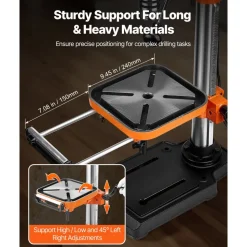 VEVOR 12 in Benchtop Drill Press, 5 Amp 120V, Variable Speed Cast Iron Bench Drill Press, 12 in Swing Distance 0-45° Tiltling Worktable with Laser Work Light, Tabletop Drilling Machine for Wood Metal
